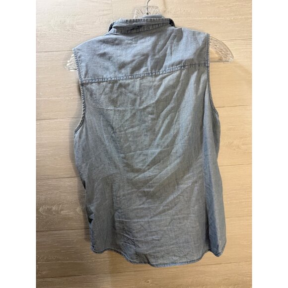 J.Crew Womens Chambray Sleeveless Button-Down Shirt‎ Medium - Picture 6 of 8